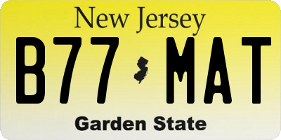 NJ license plate B77MAT