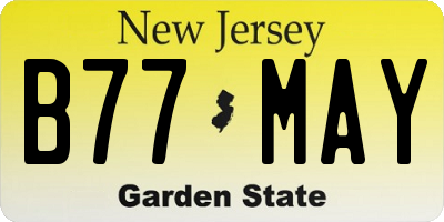 NJ license plate B77MAY