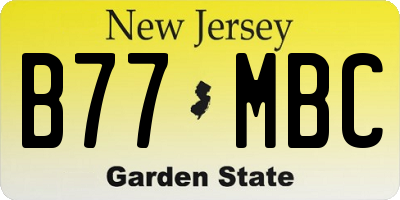 NJ license plate B77MBC