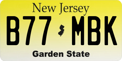 NJ license plate B77MBK