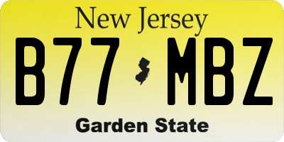 NJ license plate B77MBZ