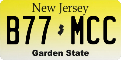 NJ license plate B77MCC