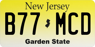 NJ license plate B77MCD