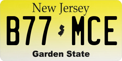 NJ license plate B77MCE
