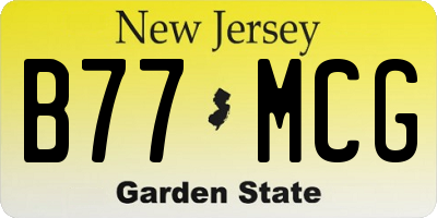 NJ license plate B77MCG