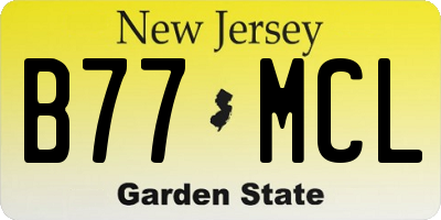 NJ license plate B77MCL