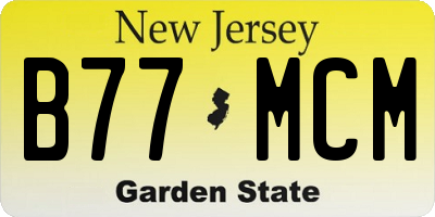 NJ license plate B77MCM