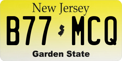 NJ license plate B77MCQ