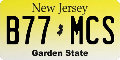 NJ license plate B77MCS