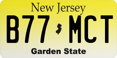 NJ license plate B77MCT