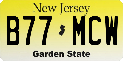 NJ license plate B77MCW