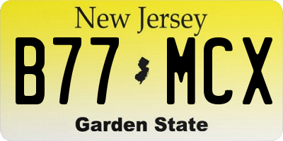 NJ license plate B77MCX