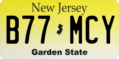 NJ license plate B77MCY