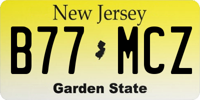 NJ license plate B77MCZ
