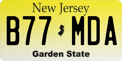 NJ license plate B77MDA
