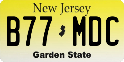NJ license plate B77MDC