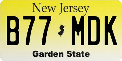NJ license plate B77MDK