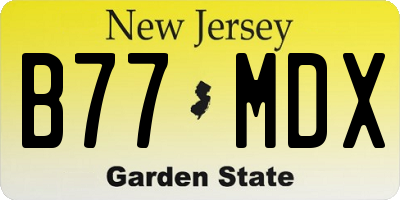 NJ license plate B77MDX