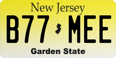 NJ license plate B77MEE