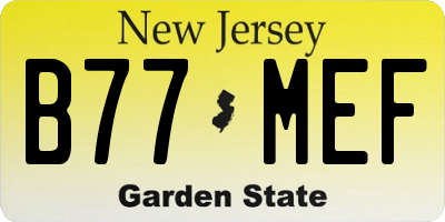 NJ license plate B77MEF
