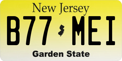 NJ license plate B77MEI