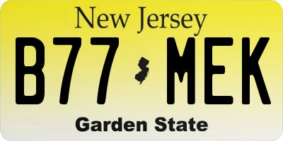 NJ license plate B77MEK