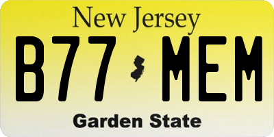 NJ license plate B77MEM