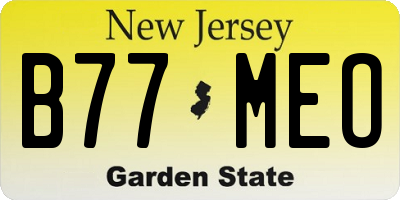 NJ license plate B77MEO
