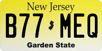 NJ license plate B77MEQ