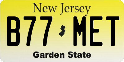 NJ license plate B77MET