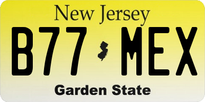 NJ license plate B77MEX