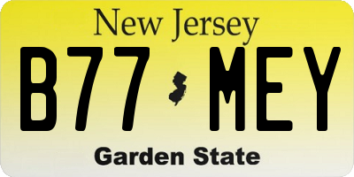 NJ license plate B77MEY