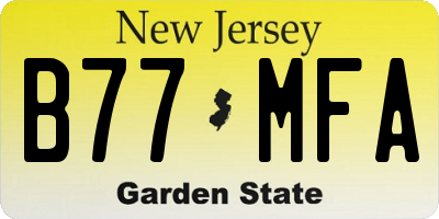 NJ license plate B77MFA