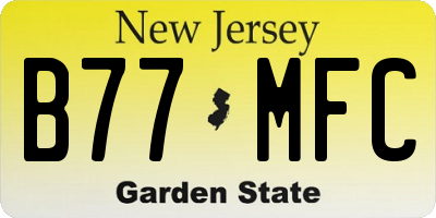 NJ license plate B77MFC