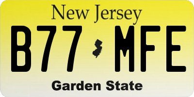 NJ license plate B77MFE