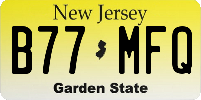 NJ license plate B77MFQ