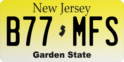 NJ license plate B77MFS