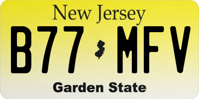 NJ license plate B77MFV