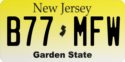 NJ license plate B77MFW