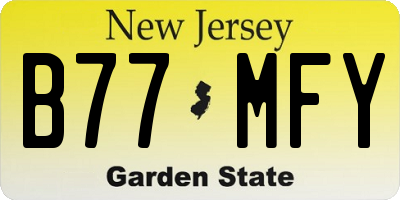 NJ license plate B77MFY