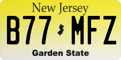 NJ license plate B77MFZ
