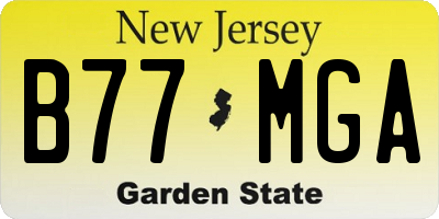 NJ license plate B77MGA