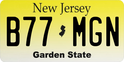 NJ license plate B77MGN
