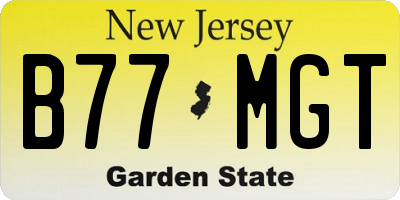 NJ license plate B77MGT