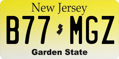 NJ license plate B77MGZ