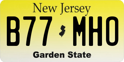 NJ license plate B77MHO