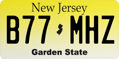 NJ license plate B77MHZ