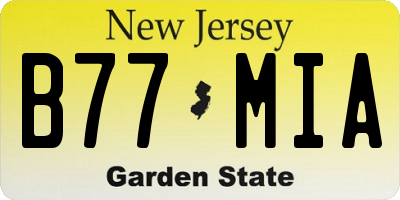 NJ license plate B77MIA