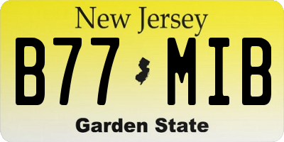 NJ license plate B77MIB
