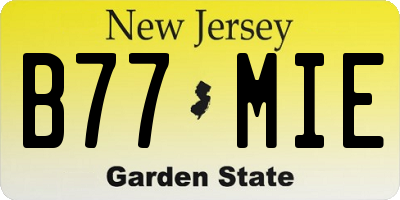 NJ license plate B77MIE